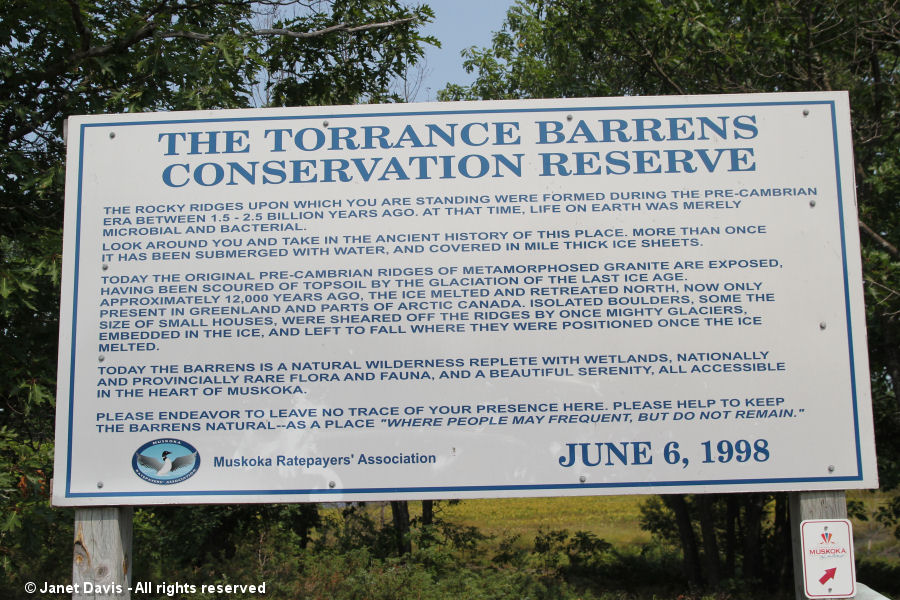 Torrance Barrens - sign