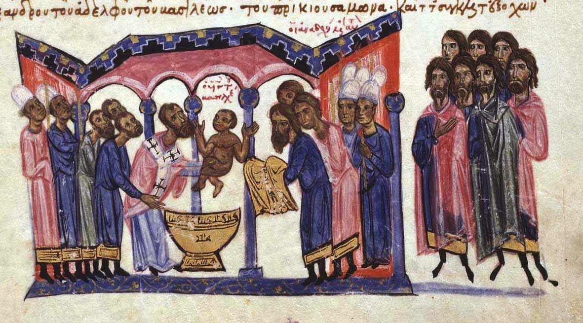 4-Patriarch Nicholas Mystikos baptizes Constantine VII Porphyrogennetos
