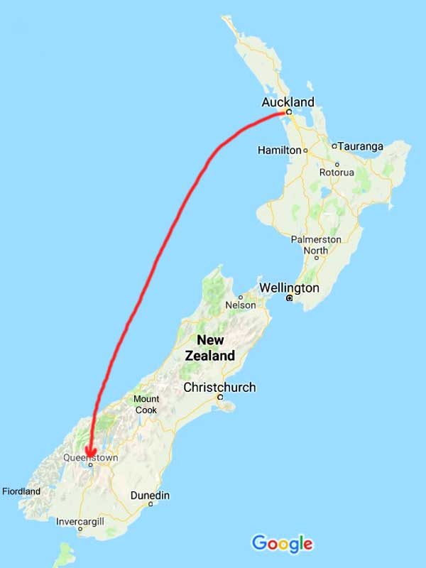 New Zealand-Auckland to Queenstown-Flight