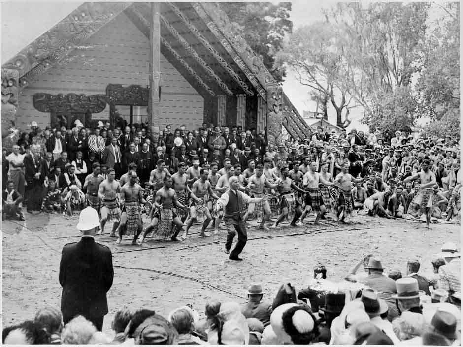 Sir Āpirana Ngata-Haka-1940 Treaty Centennial-Waitangi-Alexander Turnbull Library